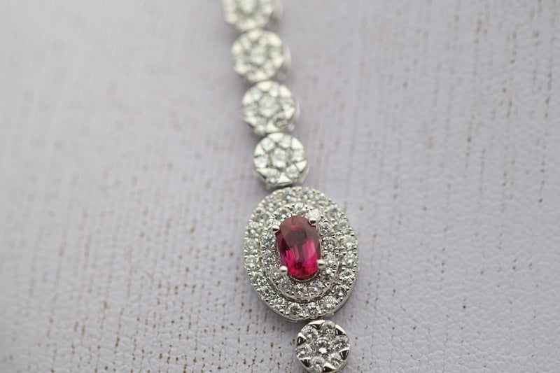 Ruby Diamond Gold Evening Dress Necklace