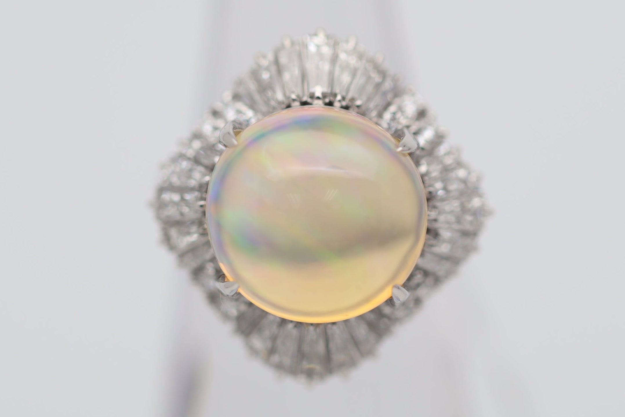 8.59 Carat “Disco Ball” Fire Opal Diamond Platinum Cocktail Ring