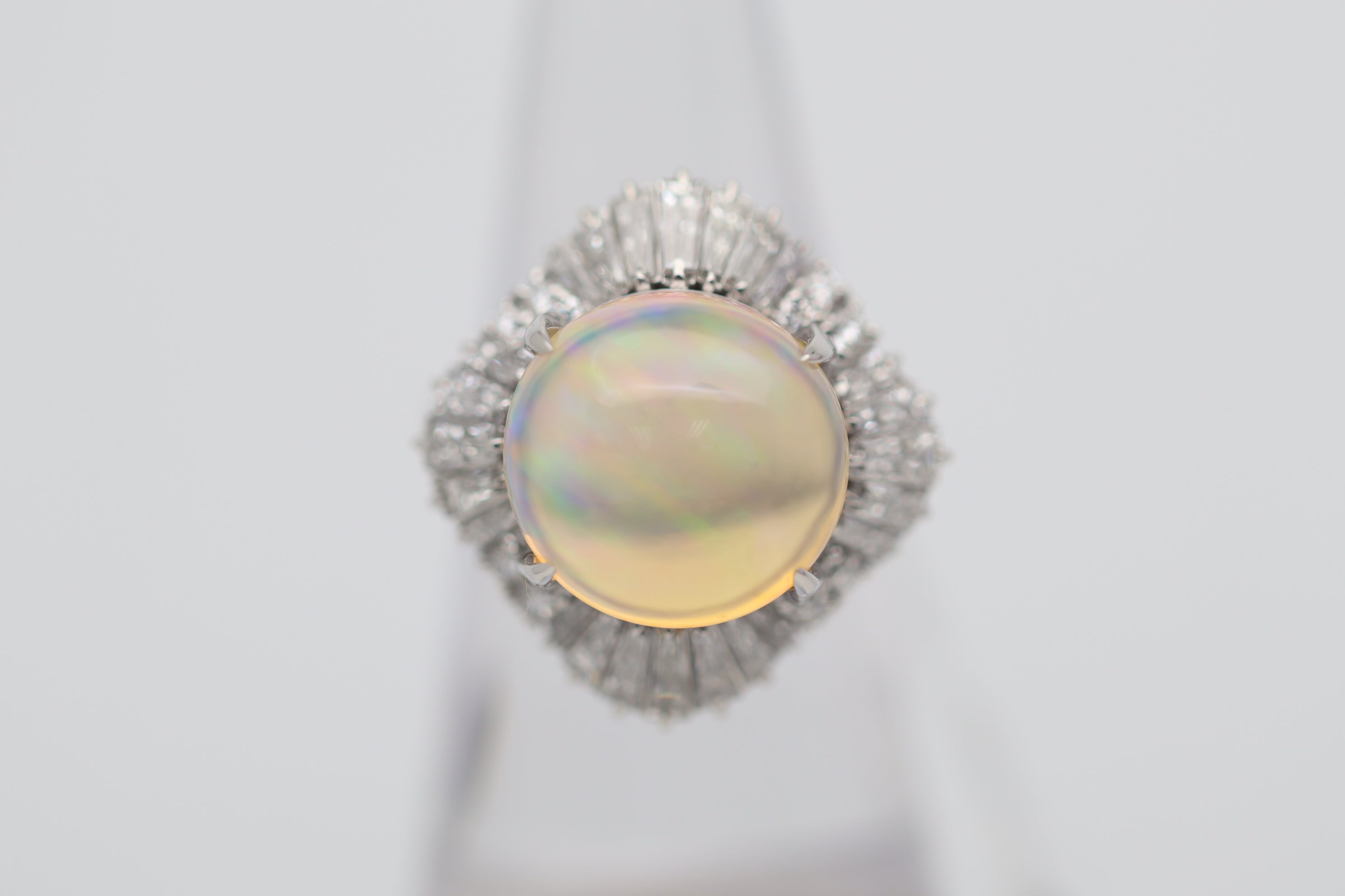 8.59 Carat “Disco Ball” Fire Opal Diamond Platinum Cocktail Ring