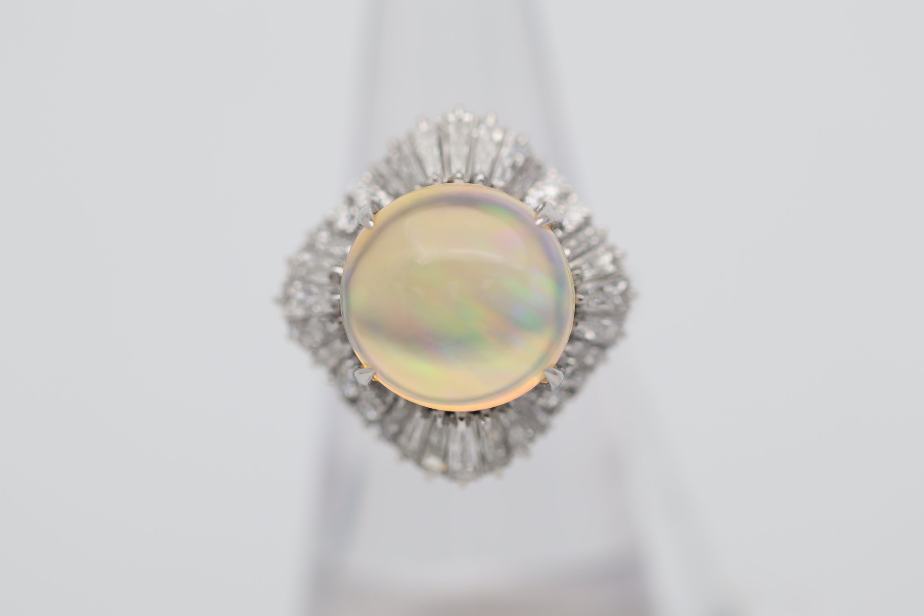 8.59 Carat “Disco Ball” Fire Opal Diamond Platinum Cocktail Ring