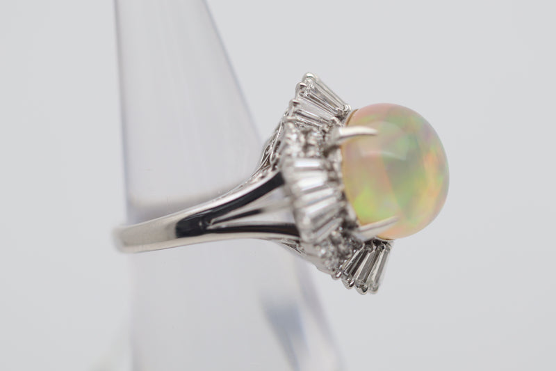 8.59 Carat “Disco Ball” Fire Opal Diamond Platinum Cocktail Ring
