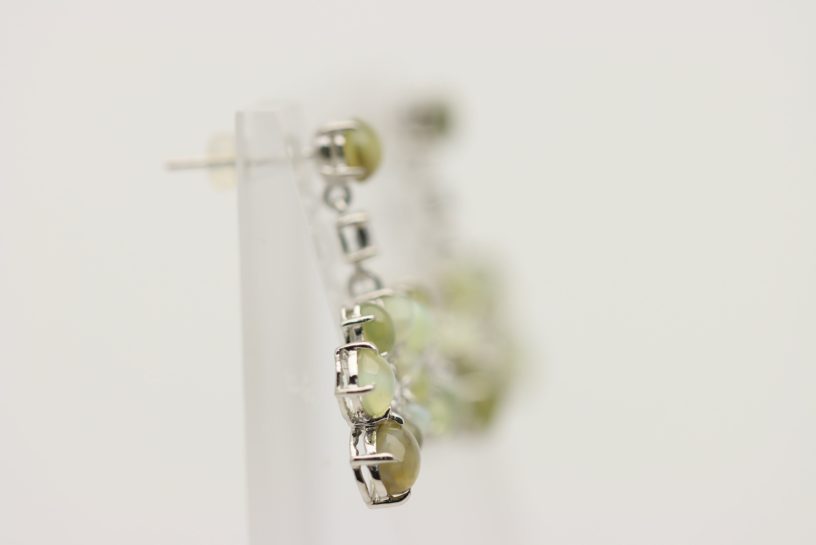 Cats Eye Chrysoberyl Diamond Platinum Drop Earrings