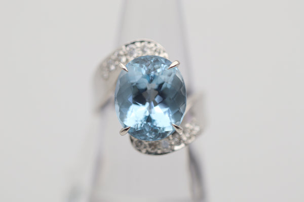 9.24 Carat Aquamarine Diamond Platinum Ring
