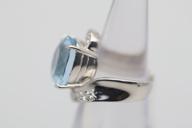 9.24 Carat Aquamarine Diamond Platinum Ring