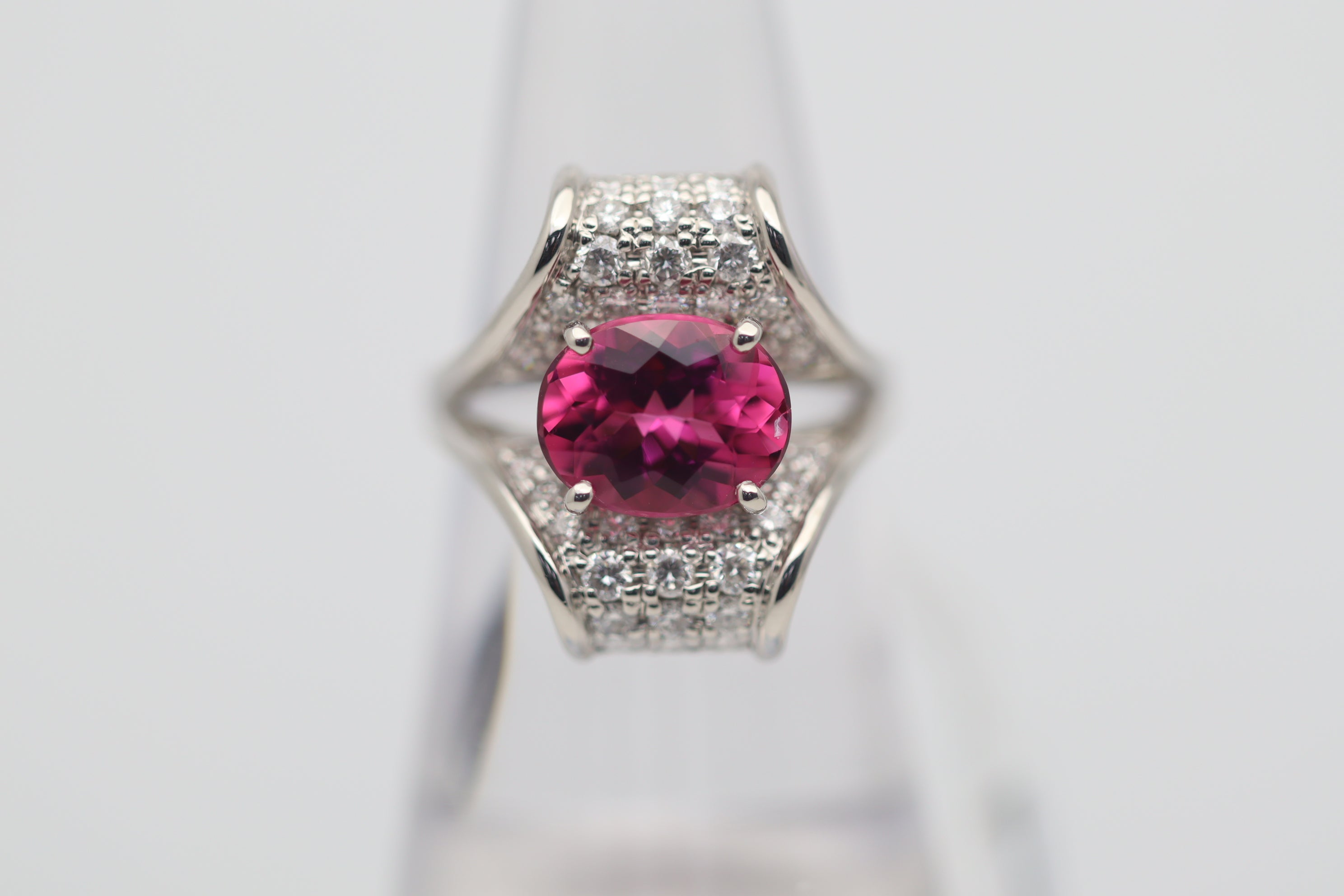 2.49 Carat Rubellite Tourmaline Diamond Platinum Ring