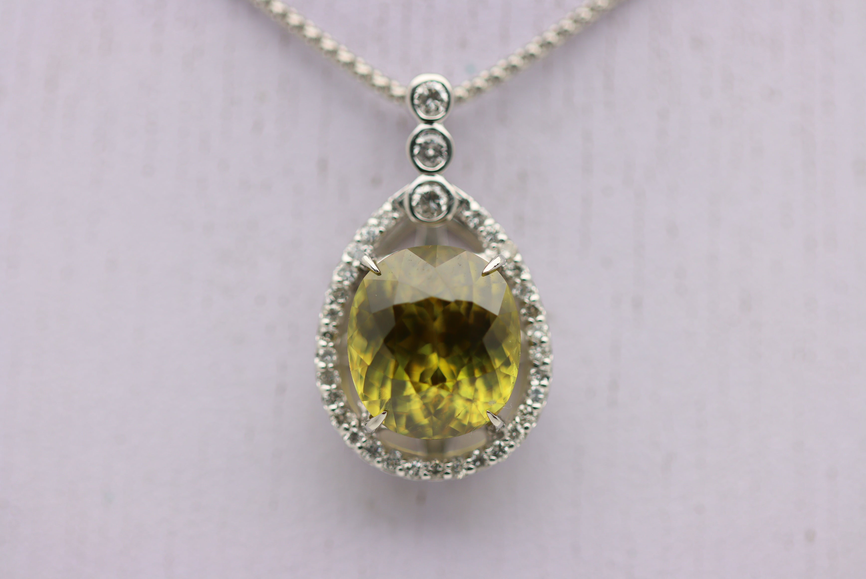 8.61 Carat Gem Sphene Diamond Platinum Pendant