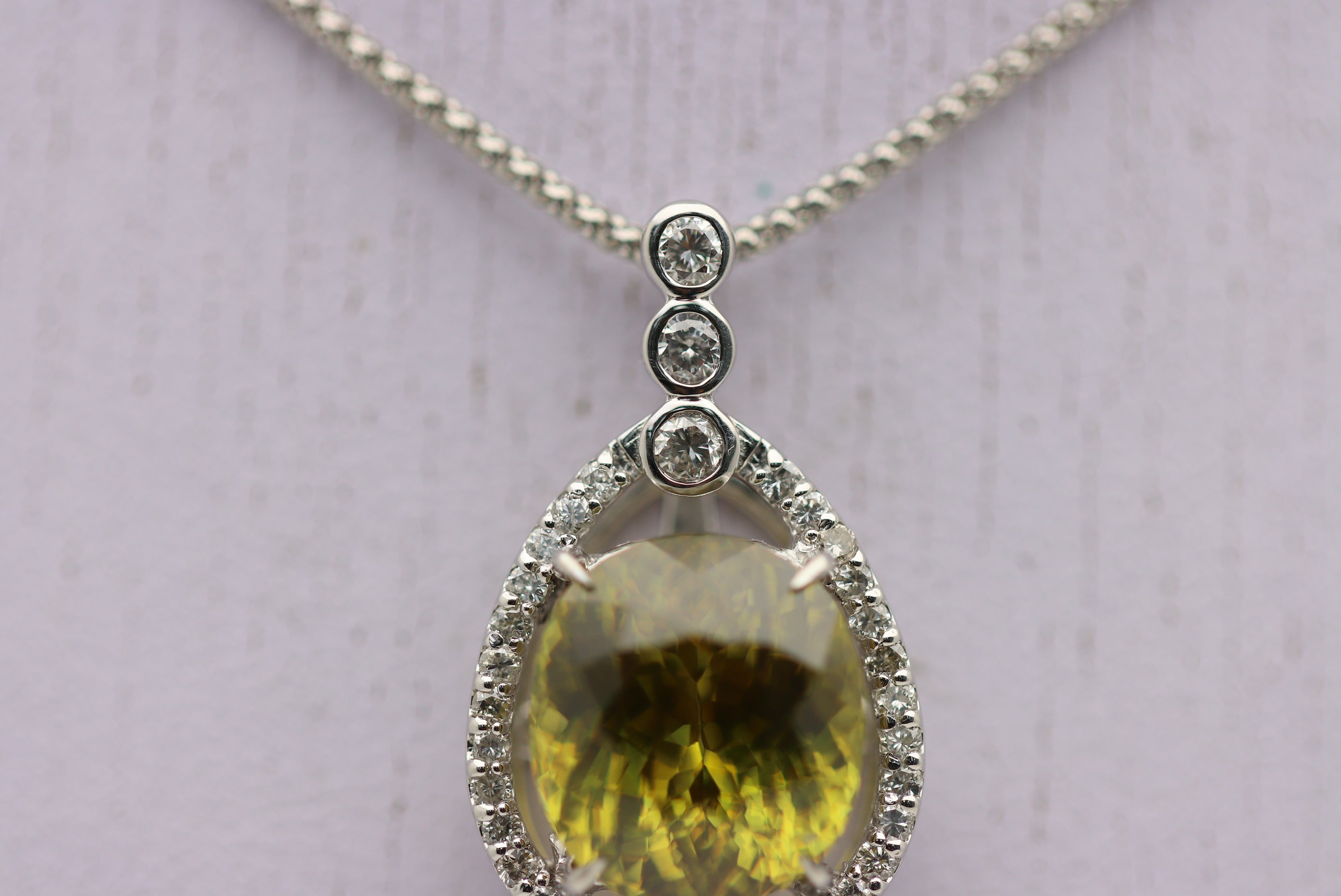 8.61 Carat Gem Sphene Diamond Platinum Pendant