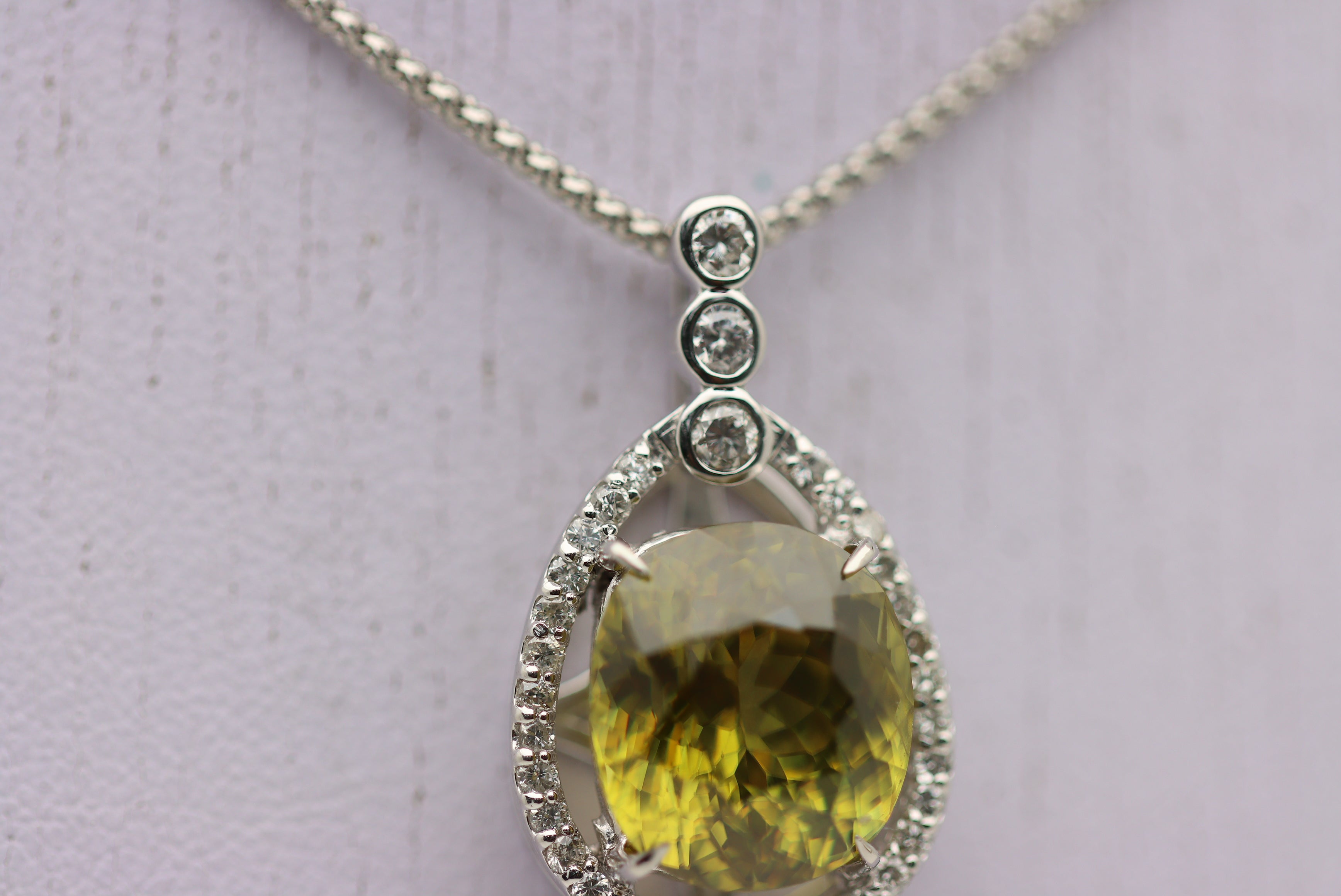 8.61 Carat Gem Sphene Diamond Platinum Pendant