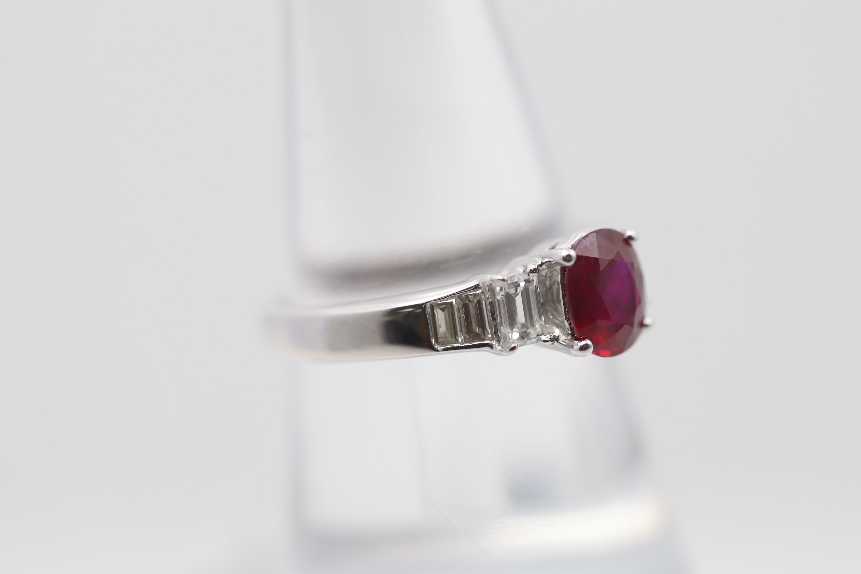 Burmese Ruby Diamond Platinum Ring, GIA Certified