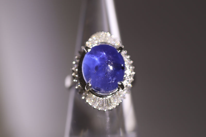10.50 Carat Color-Change Star Sapphire Diamond Platinum Ring