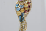 Diamond Onyx Multicolor Gemstone Gold Toucan Pendant Brooch