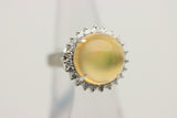 Mexican Fire Opal Diamond Halo Platinum Ring