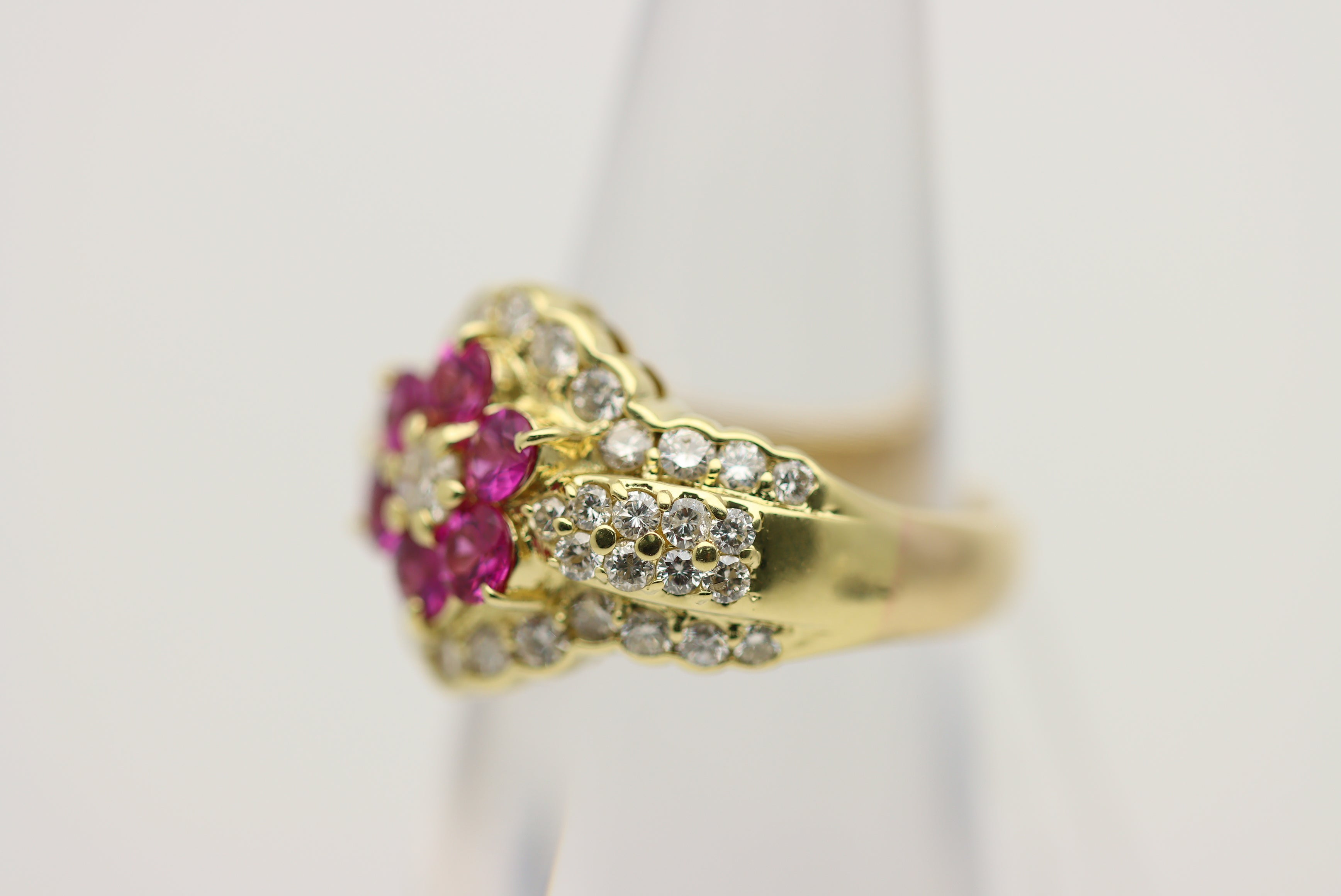 Ruby Diamond Gold Flower Ring