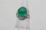 13.65 Carat Cabochon Emerald Diamond Platinum Cocktail Ring