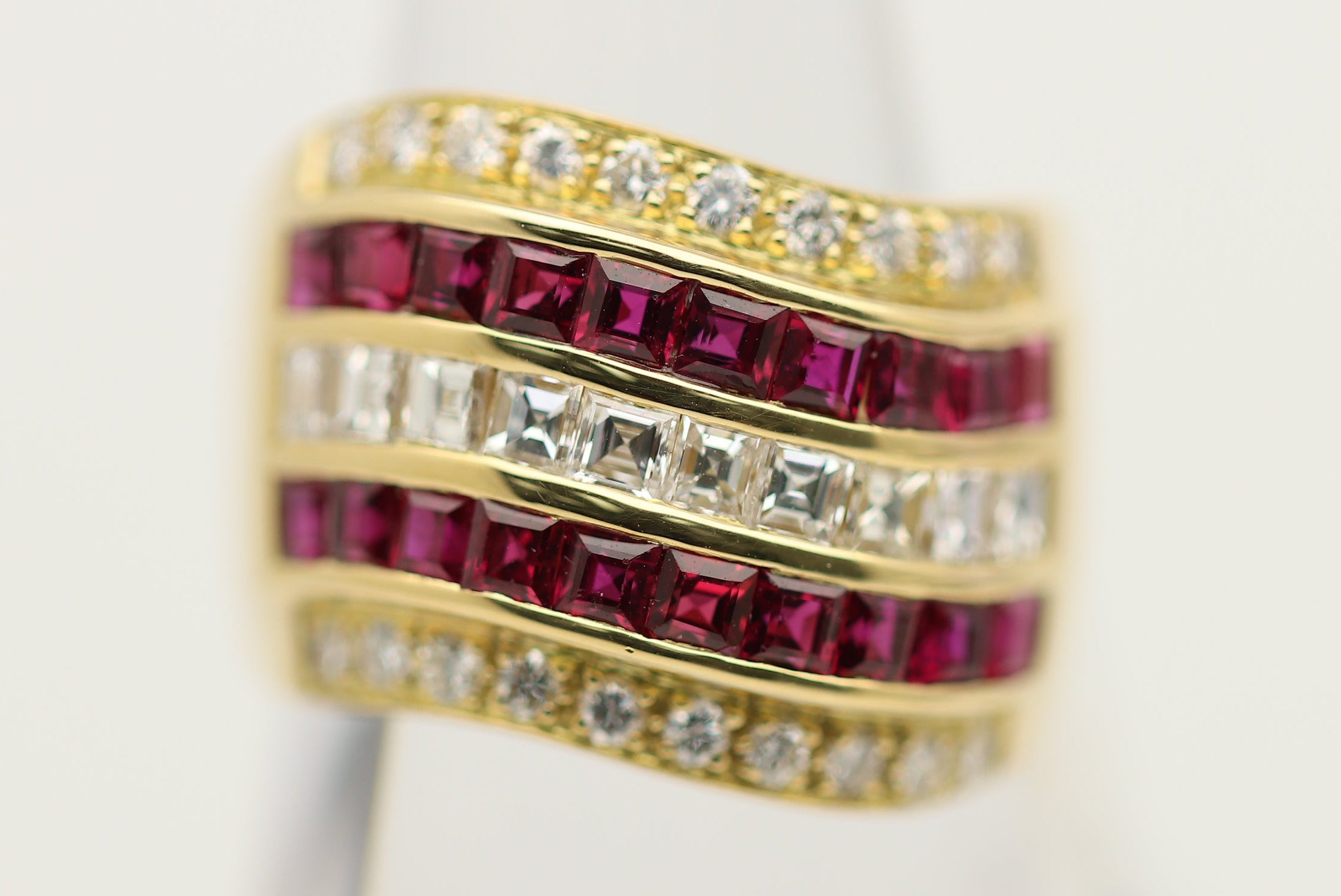 Ruby Diamond Gold Wide Band Ring