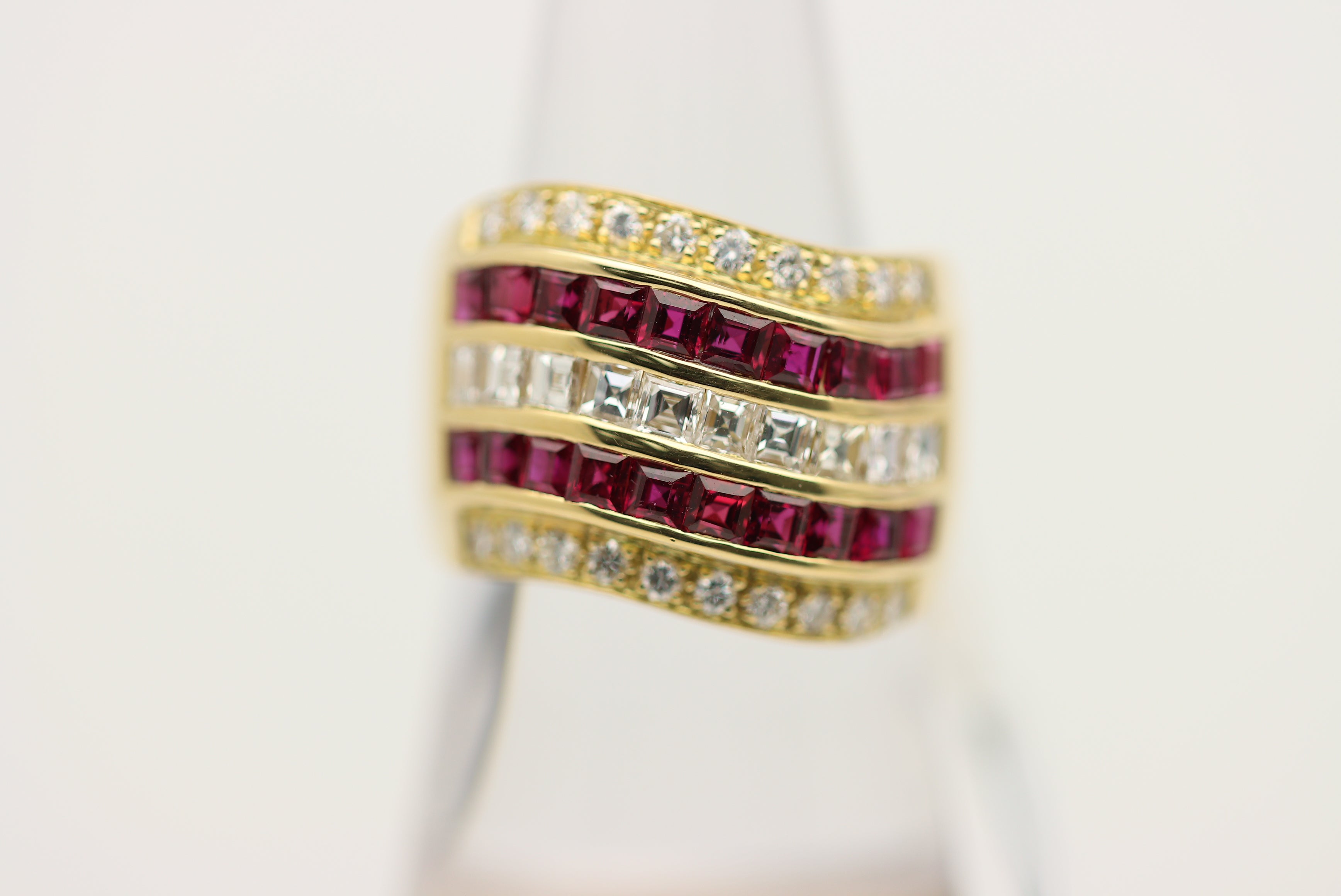 Ruby Diamond Gold Wide Band Ring