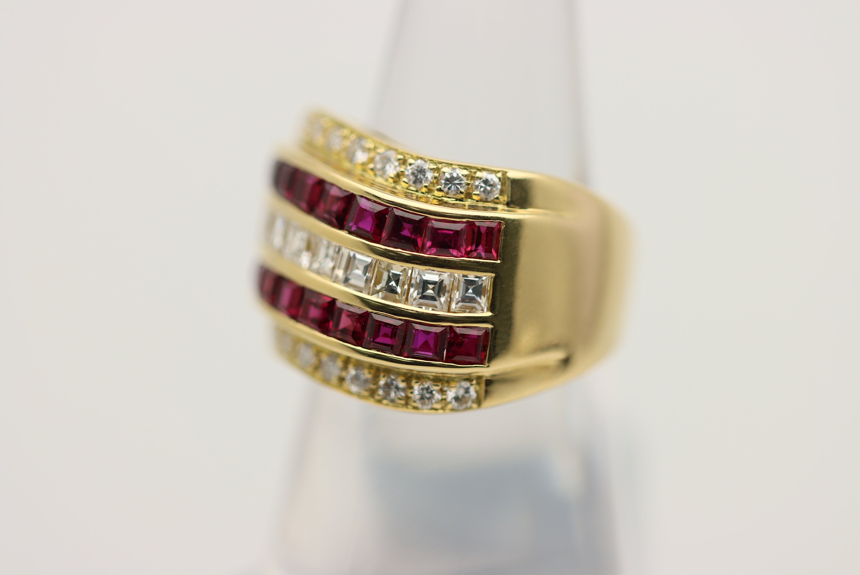 Ruby Diamond Gold Wide Band Ring