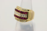 Ruby Diamond Gold Wide Band Ring