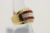 Ruby Diamond Gold Wide Band Ring