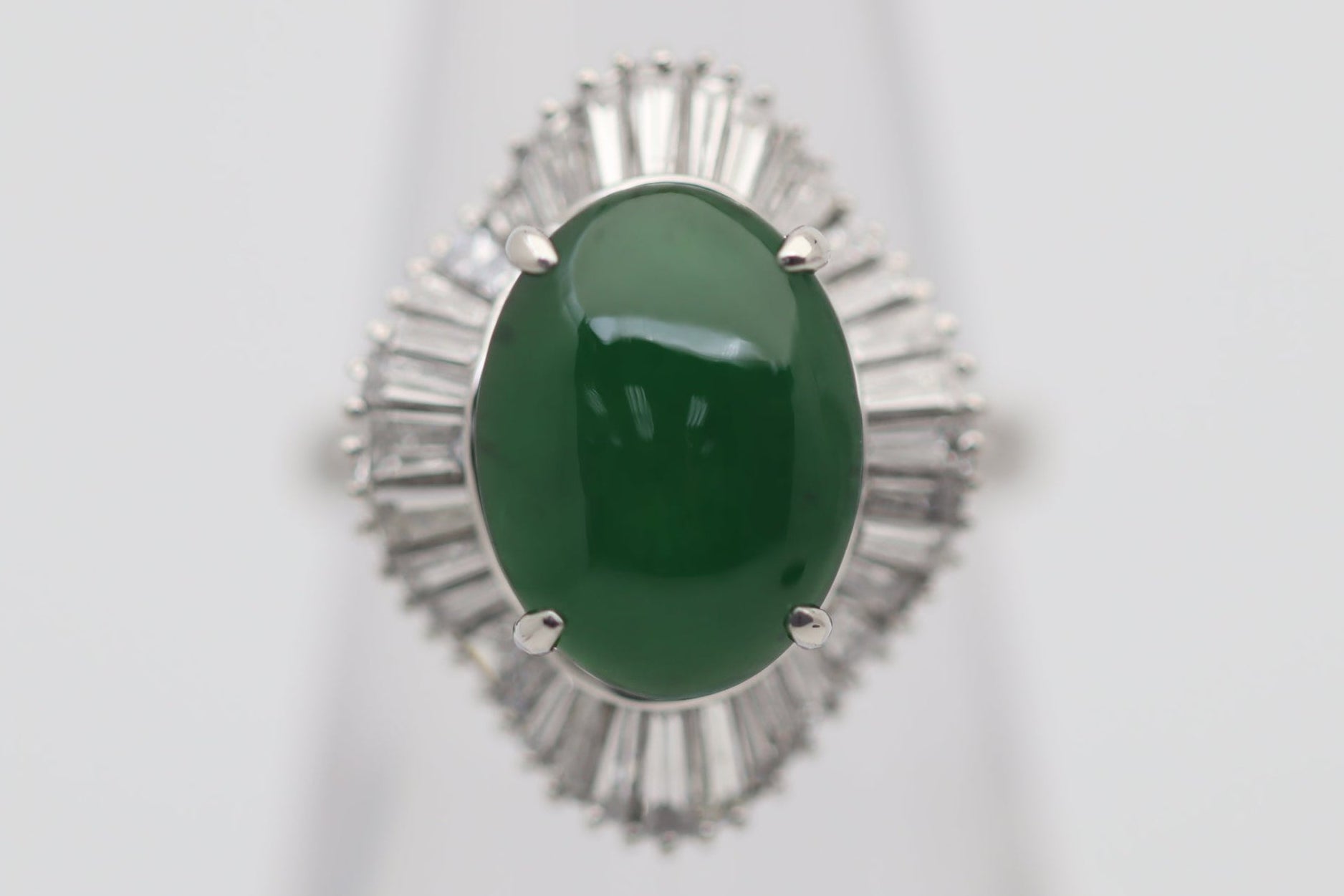 Jadeite Jade Diamond Platinum Ballerina Ring