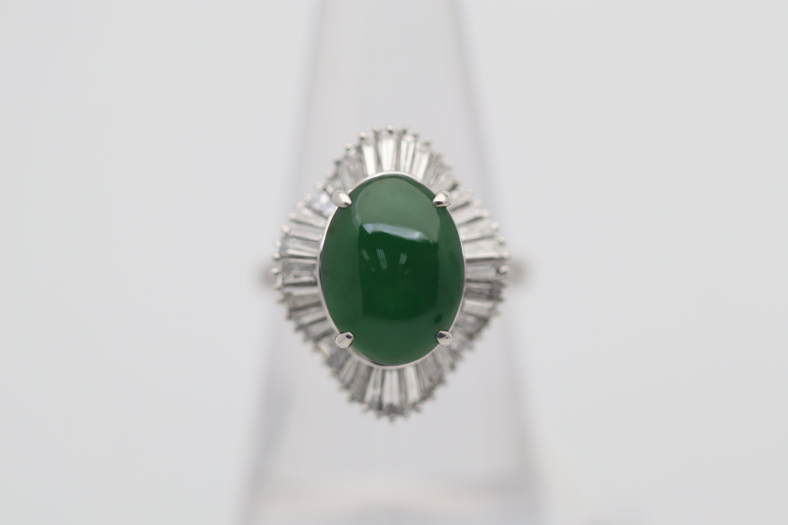 Jadeite Jade Diamond Platinum Ballerina Ring