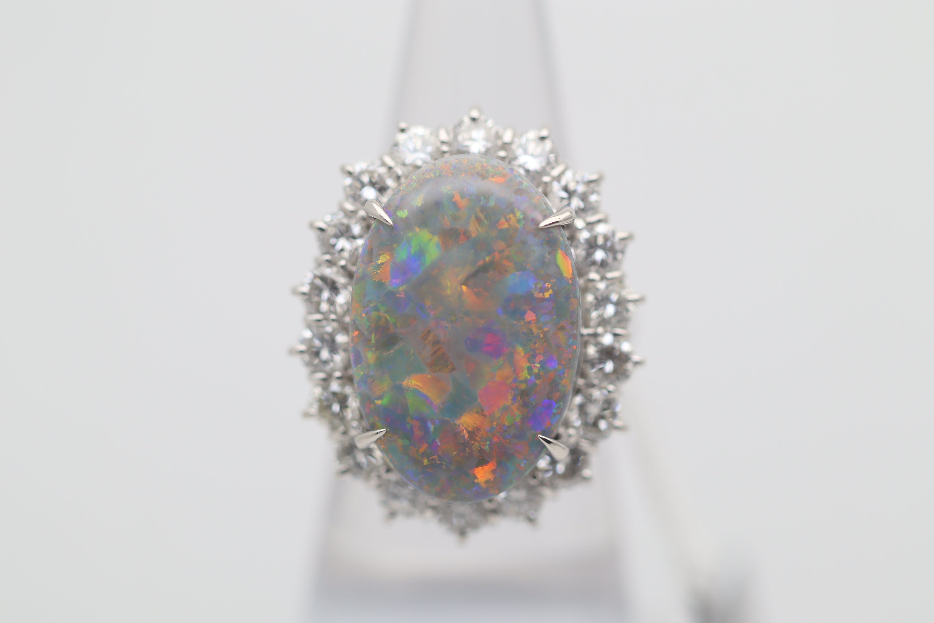 Australian Black Opal Diamond Platinum Cocktail Ring