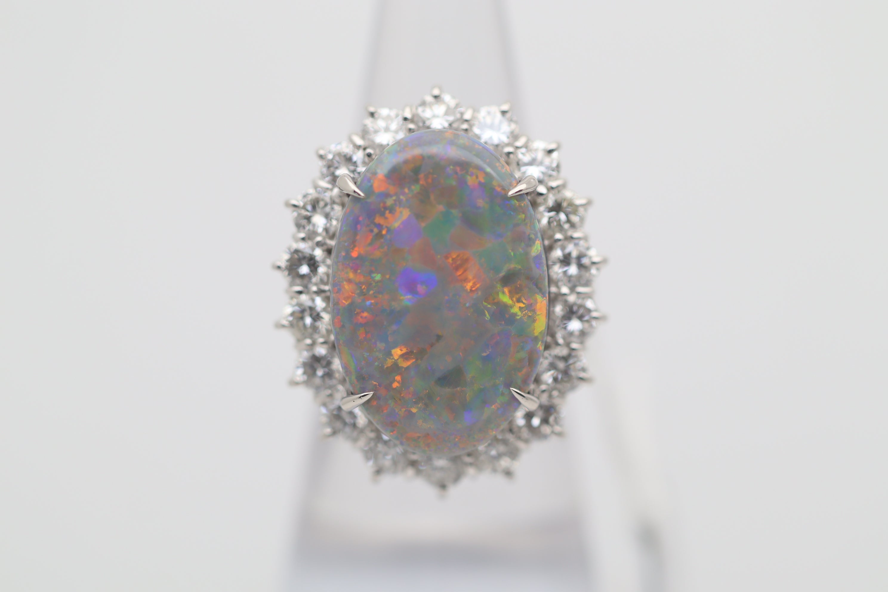 Australian Black Opal Diamond Platinum Cocktail Ring