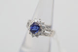 Gem Blue Sapphire Diamond Platinum Ring