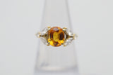 Orange Sapphire Diamond Gold Floral Ring