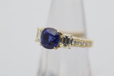 Gem Blue Sapphire Diamond Gold Ring