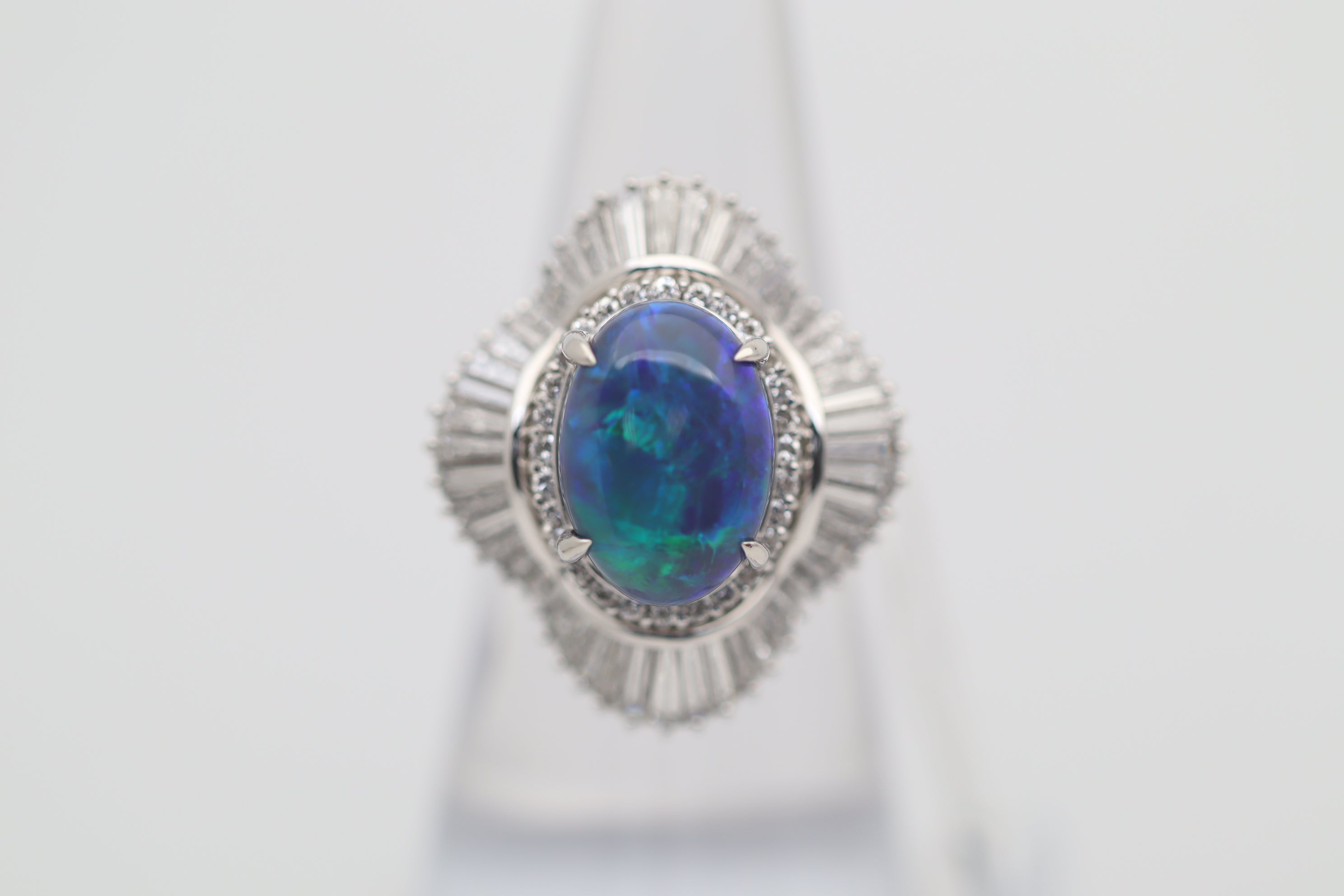 Australian Black Opal Diamond Platinum Cocktail Ring