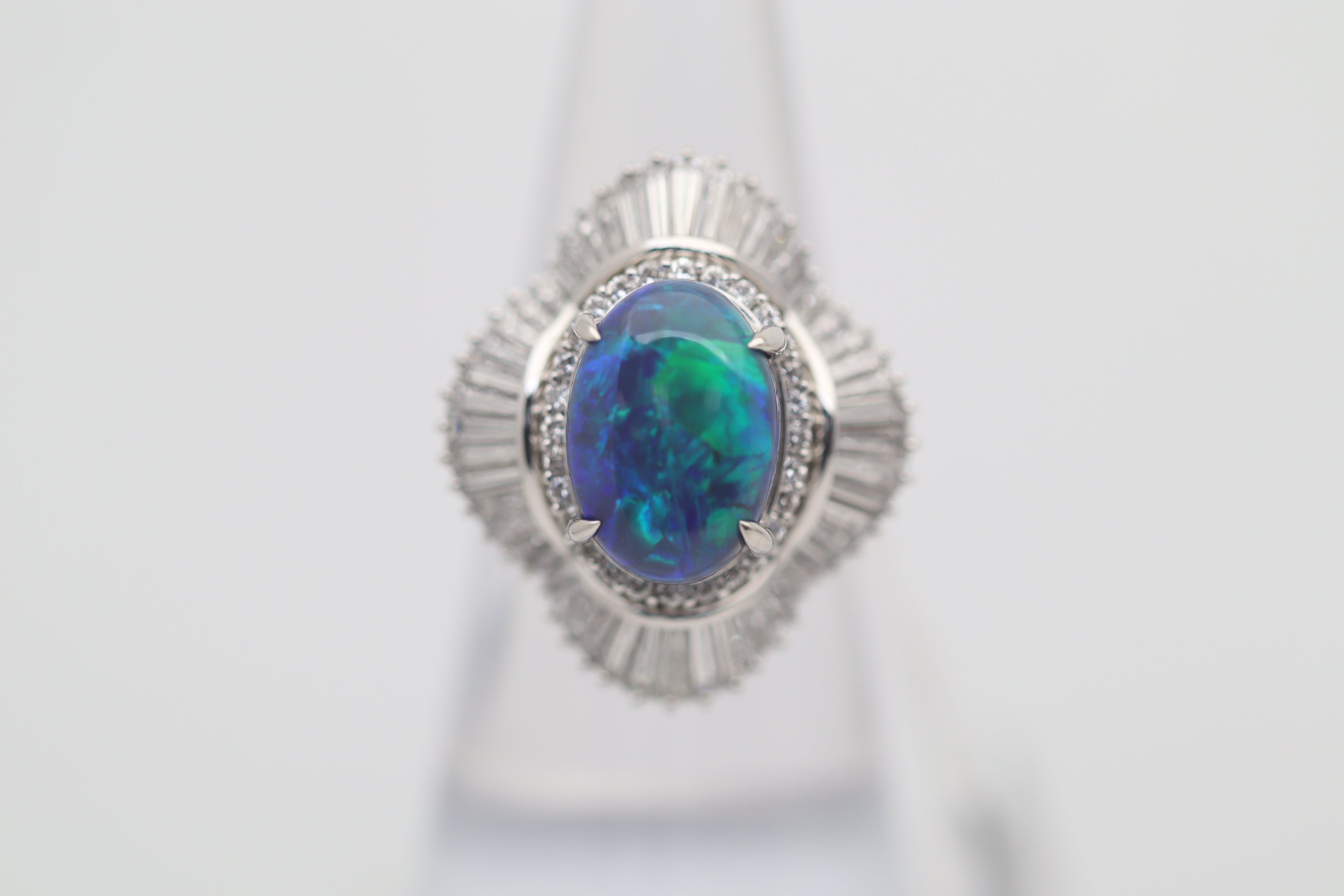 Australian Black Opal Diamond Platinum Cocktail Ring