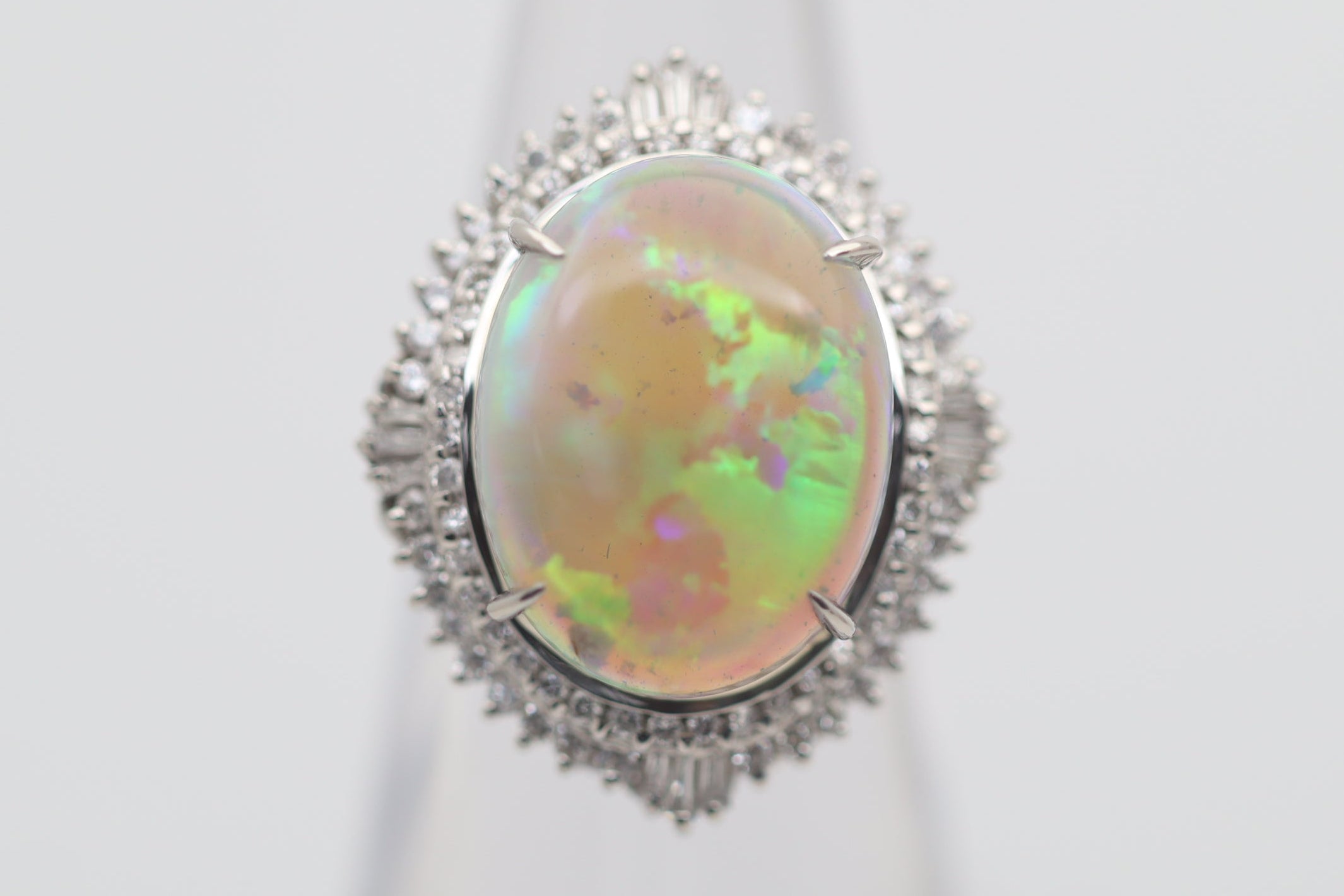 Australian Crystal Opal Diamond Platinum Cocktail Ring