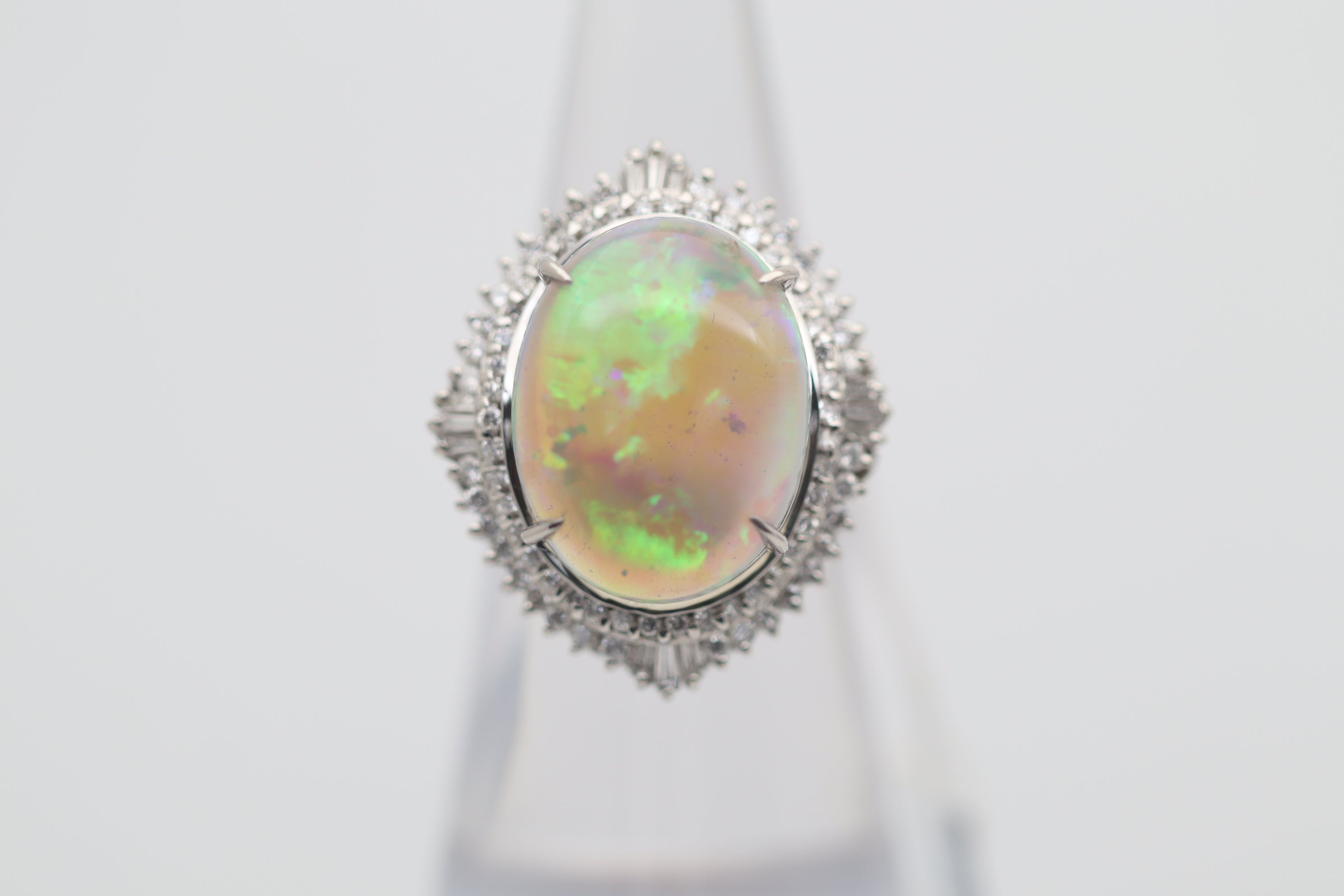 Australian Crystal Opal Diamond Platinum Cocktail Ring