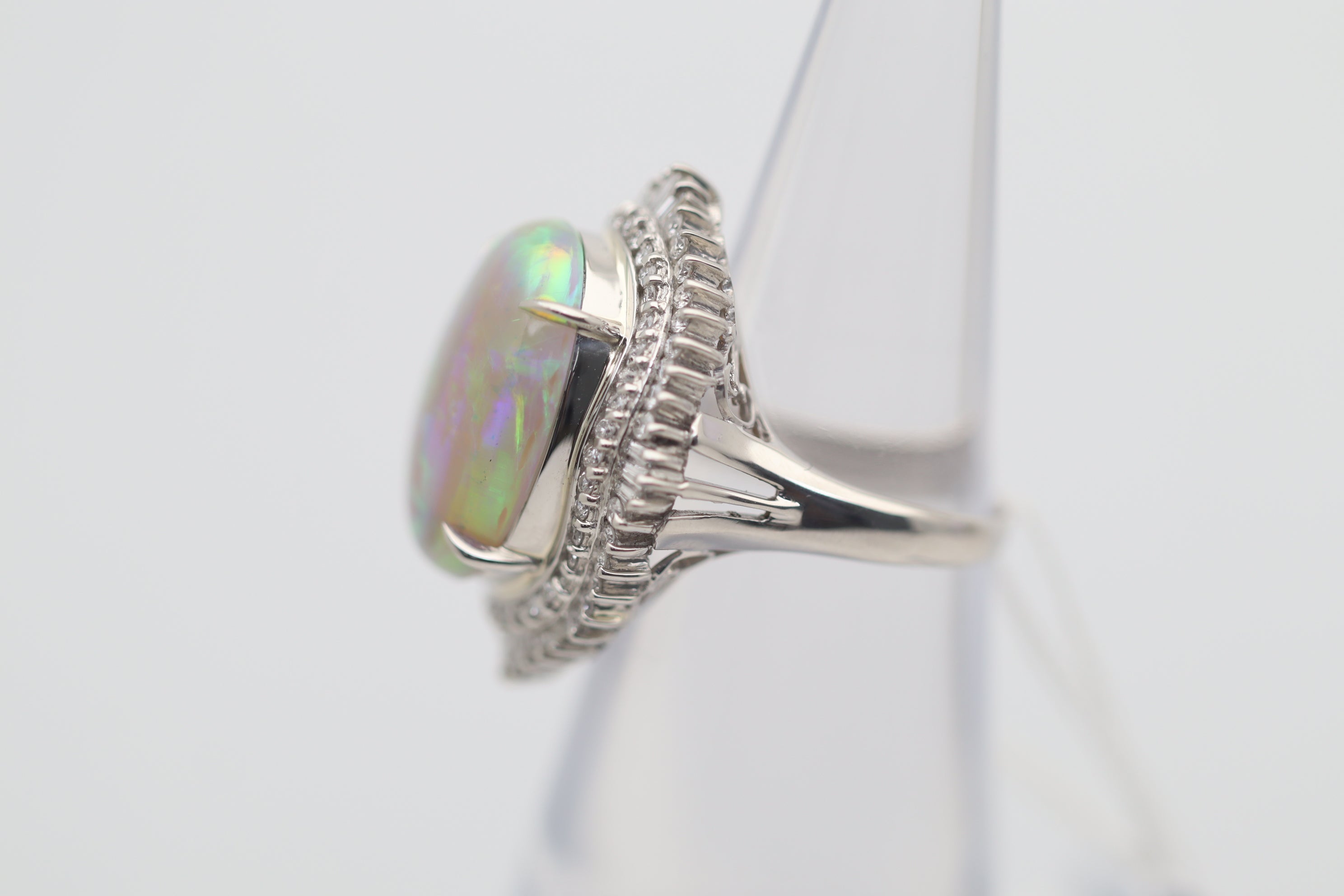 Australian Crystal Opal Diamond Platinum Cocktail Ring