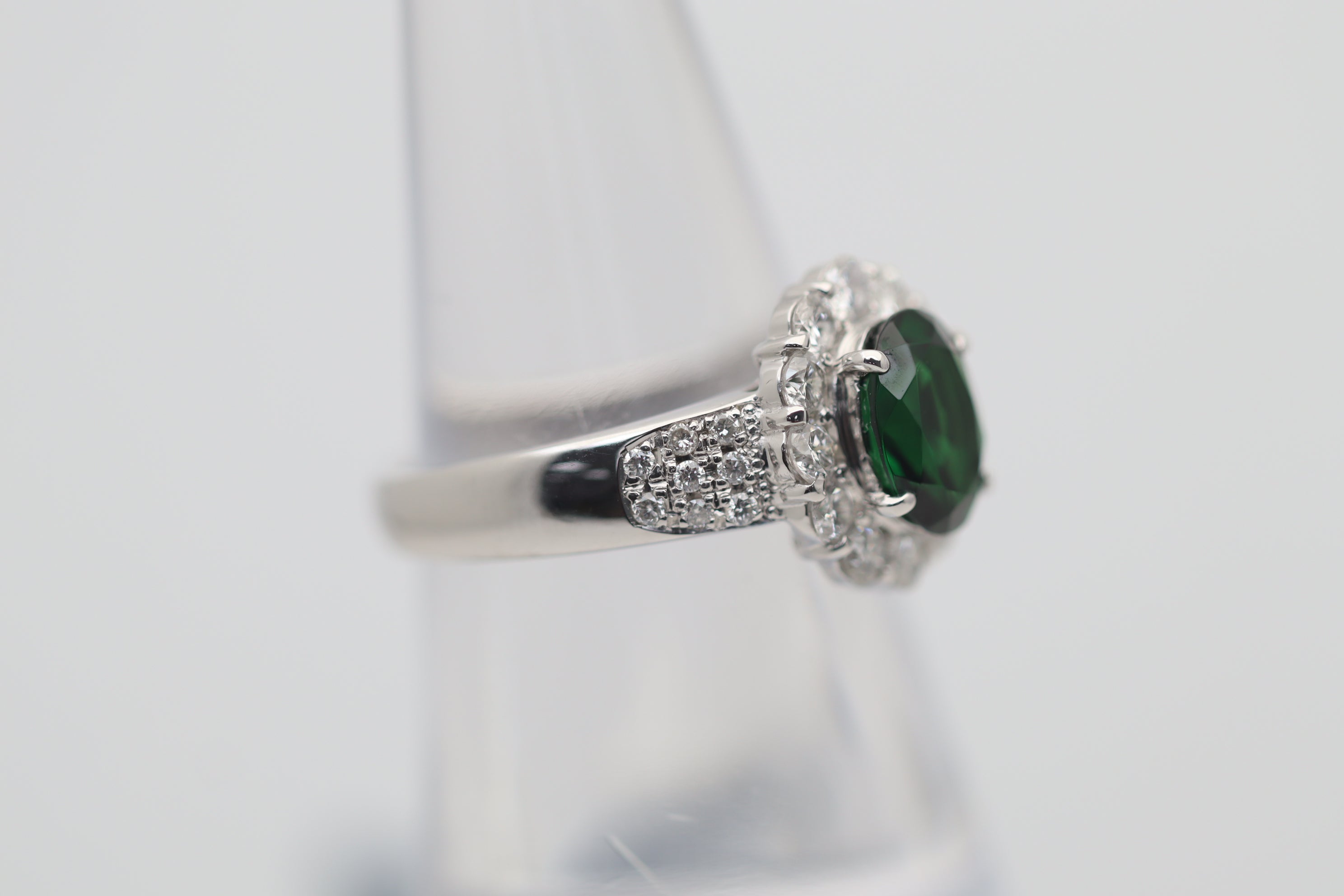 Tsavorite Garnet Diamond Platinum Ring