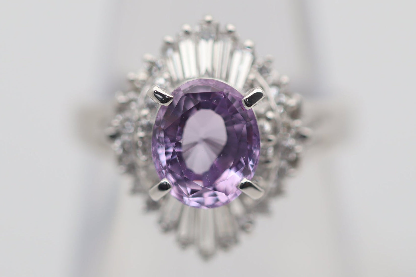 Pink Sapphire Diamond Platinum Ring