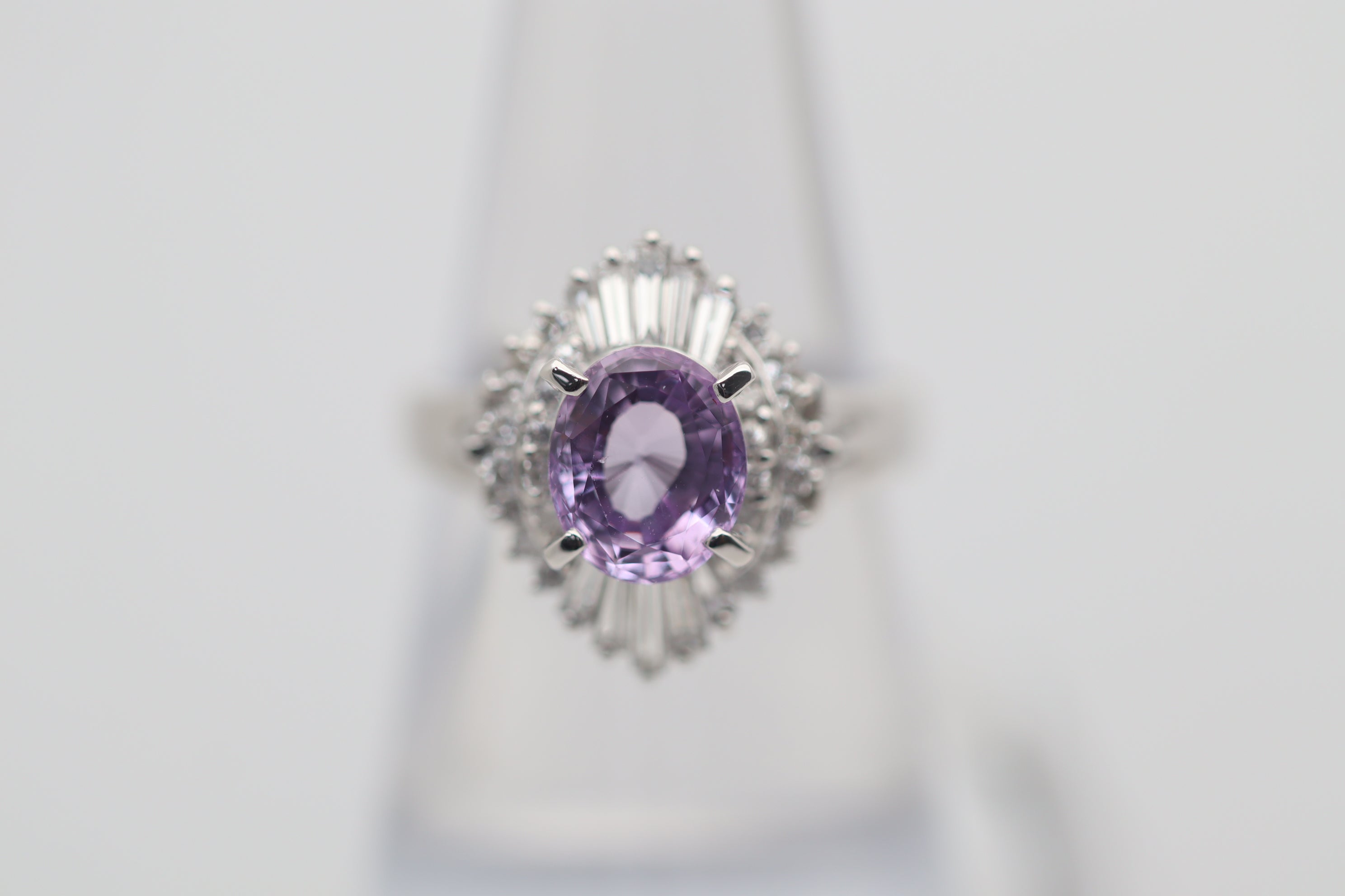 Pink Sapphire Diamond Platinum Ring