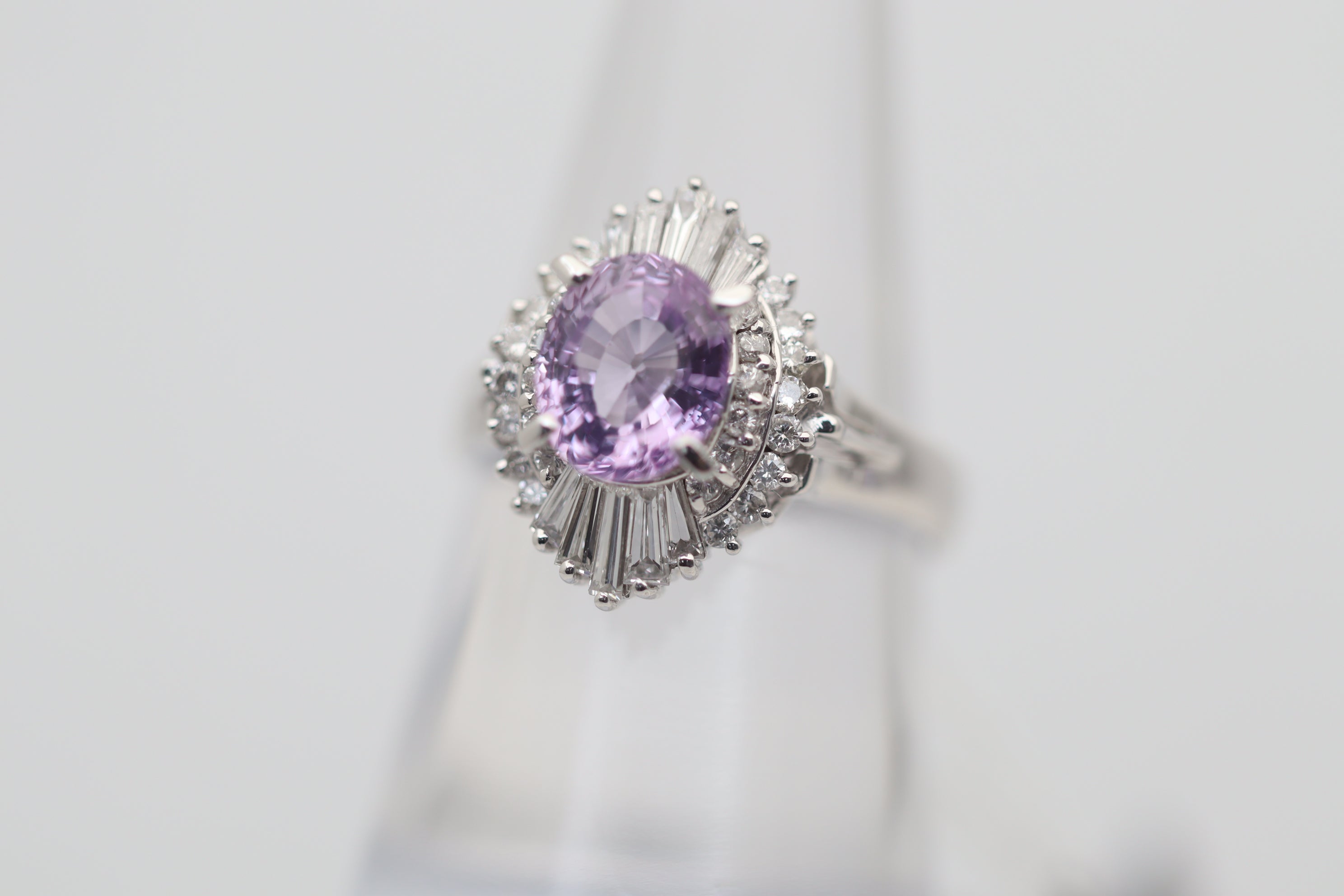 Pink Sapphire Diamond Platinum Ring