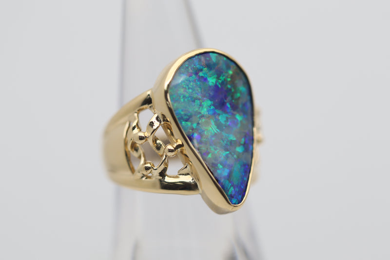 Australian Boulder Opal Gold Cocktail Ring