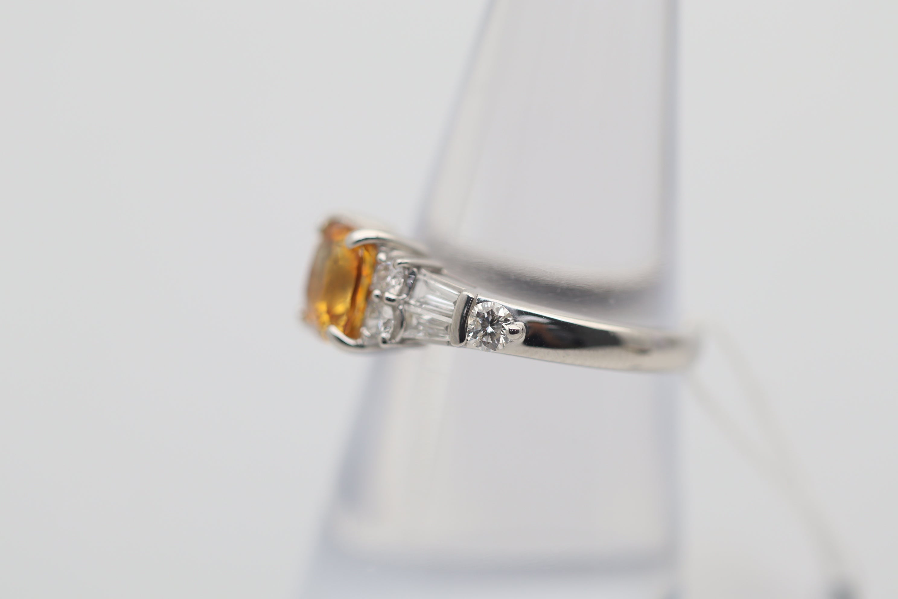 Fancy Orange-Yellow Sapphire Diamond Platinum Ring