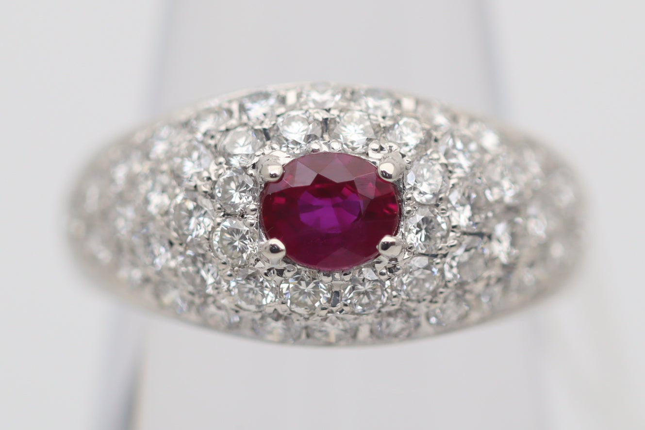 Ruby Diamond Pave Platinum Ring