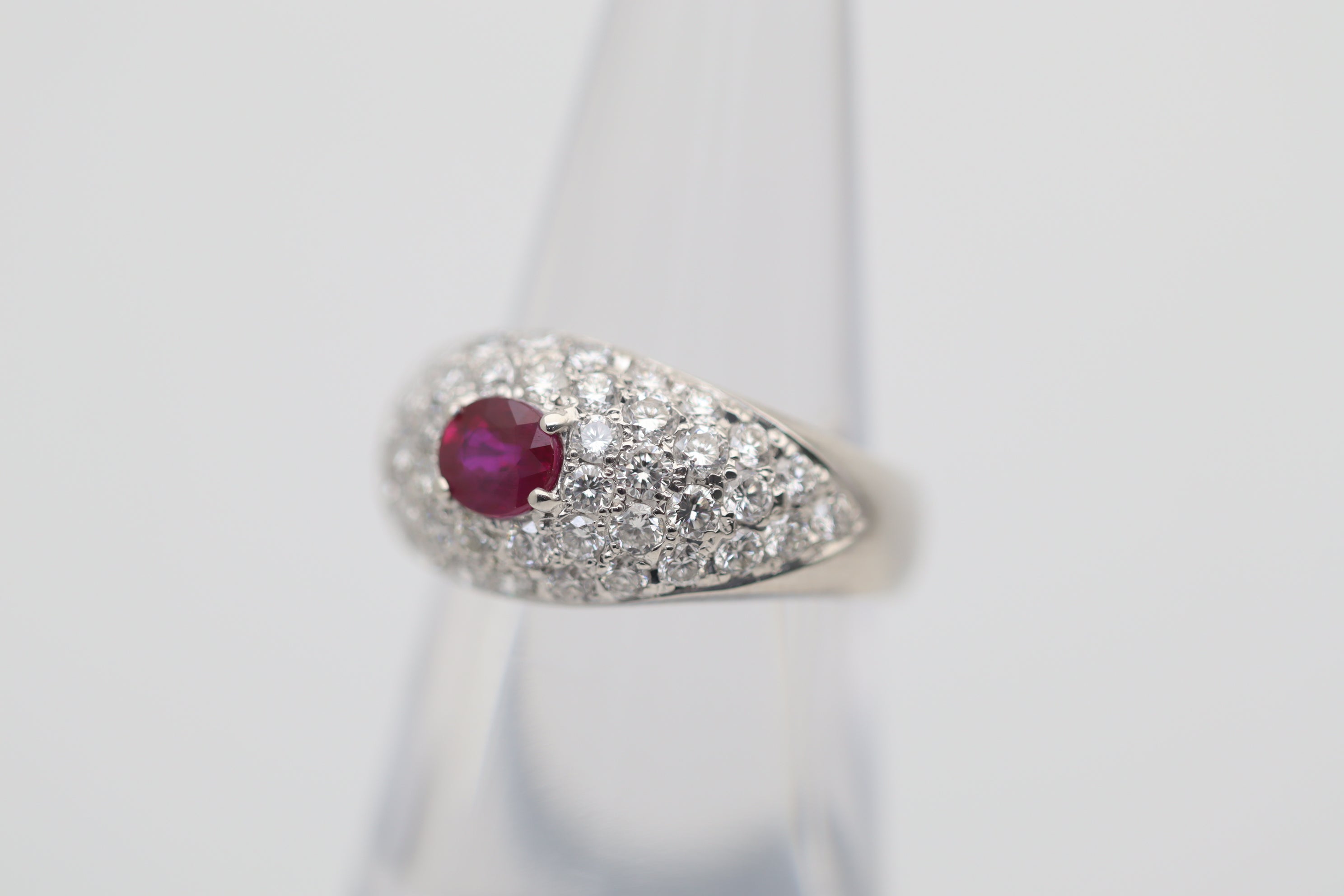 Ruby Diamond Pave Platinum Ring