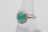 Rare Cats Eye Emerald Diamond Platinum Ring
