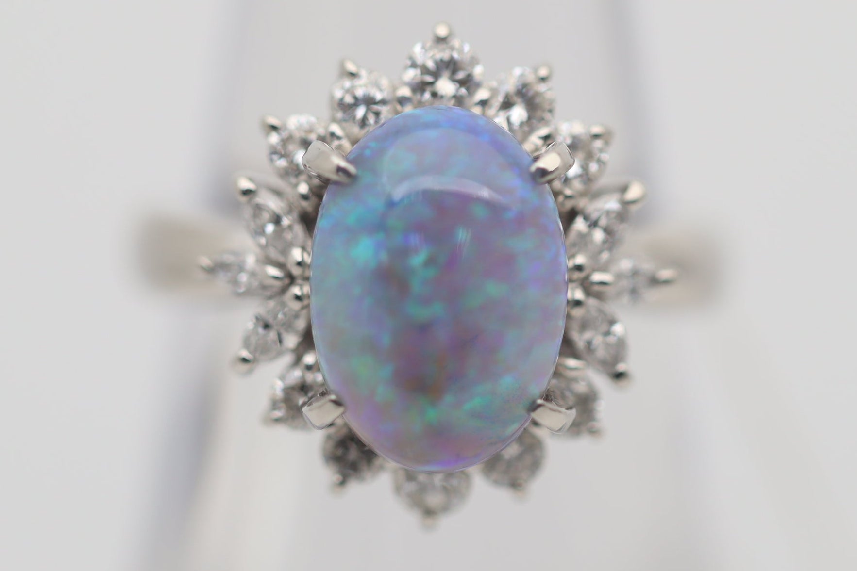 Australian Crystal Opal Diamond Platinum Ring