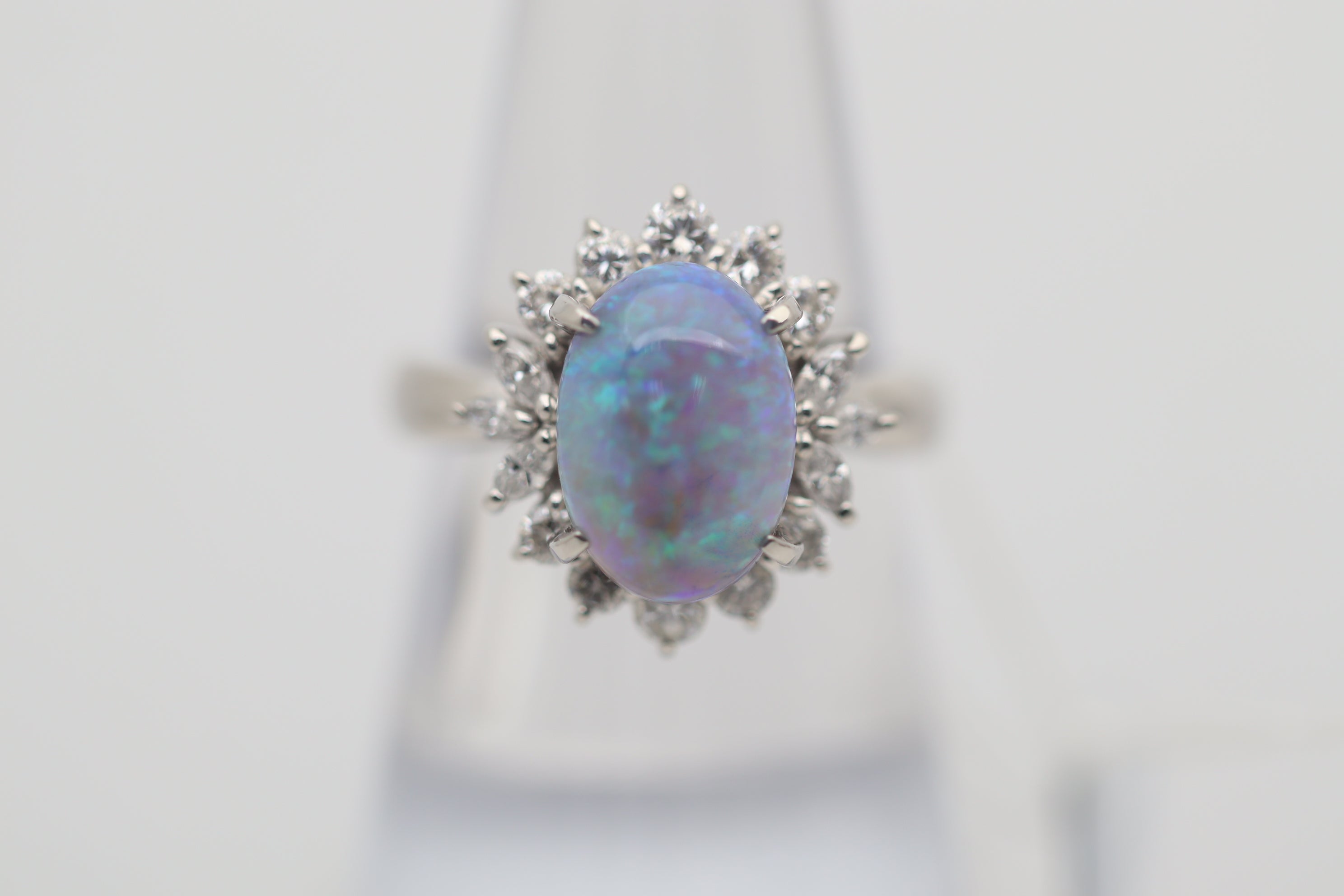 Australian Crystal Opal Diamond Platinum Ring