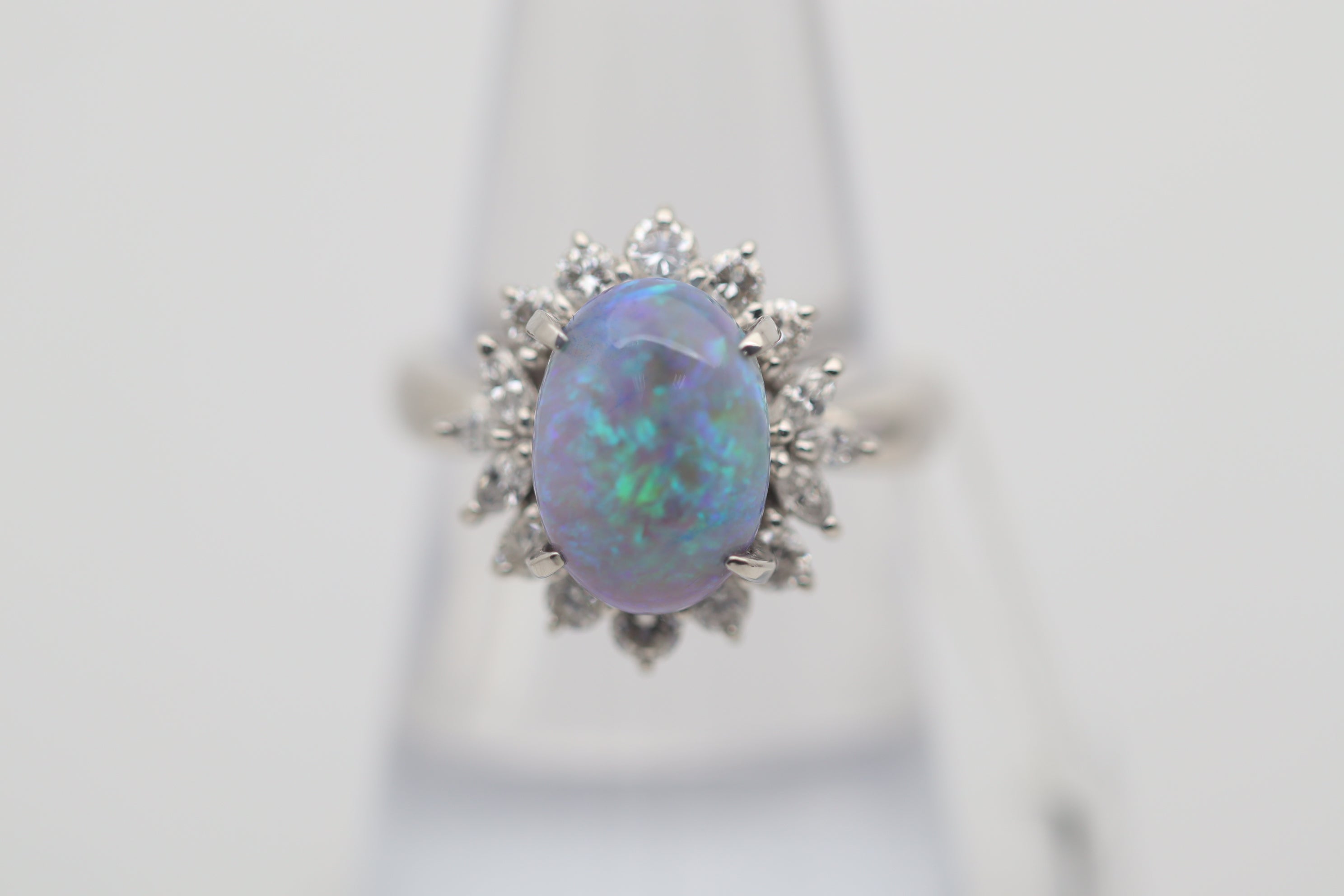 Australian Crystal Opal Diamond Platinum Ring