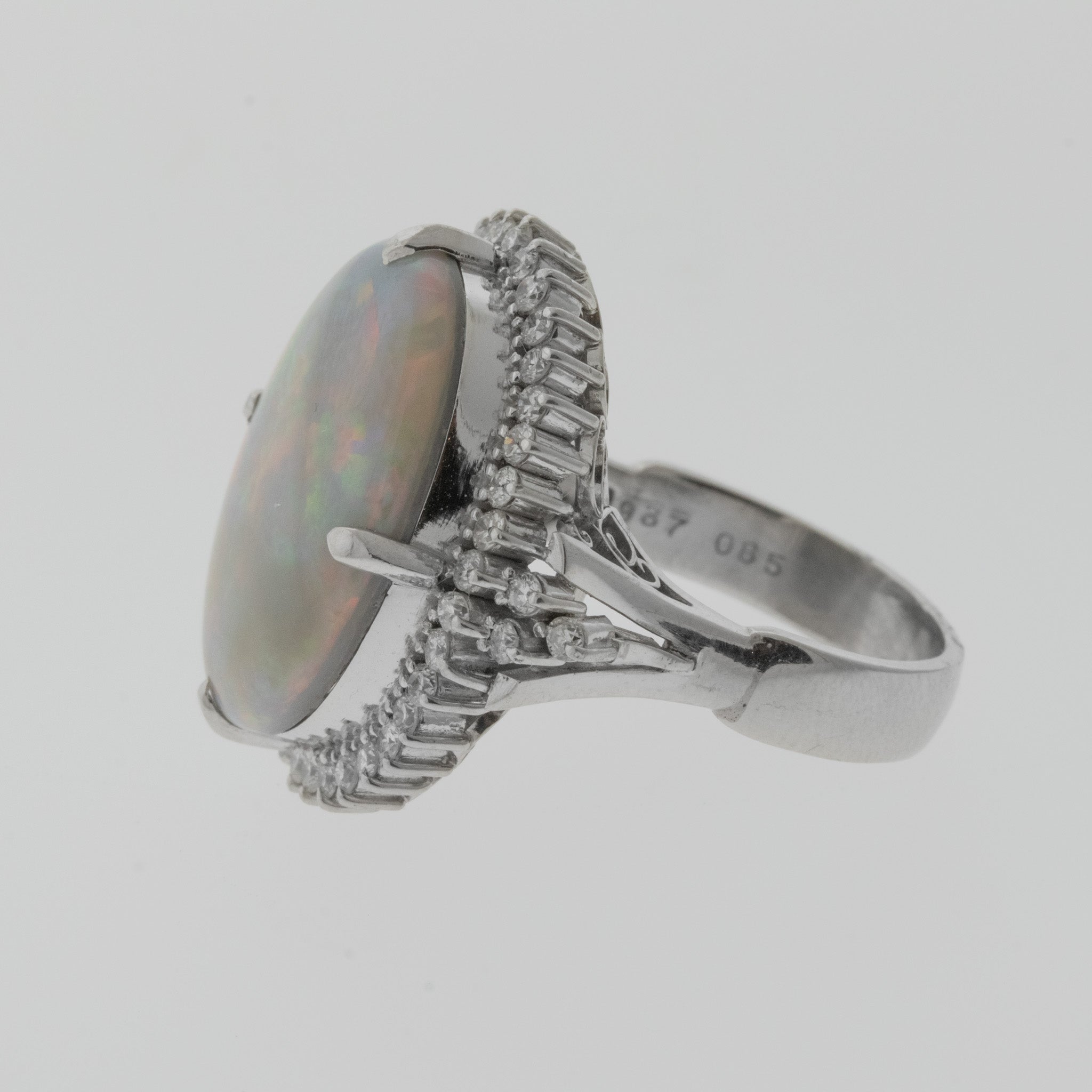 Australian Opal Diamond Platinum Cocktail Ring