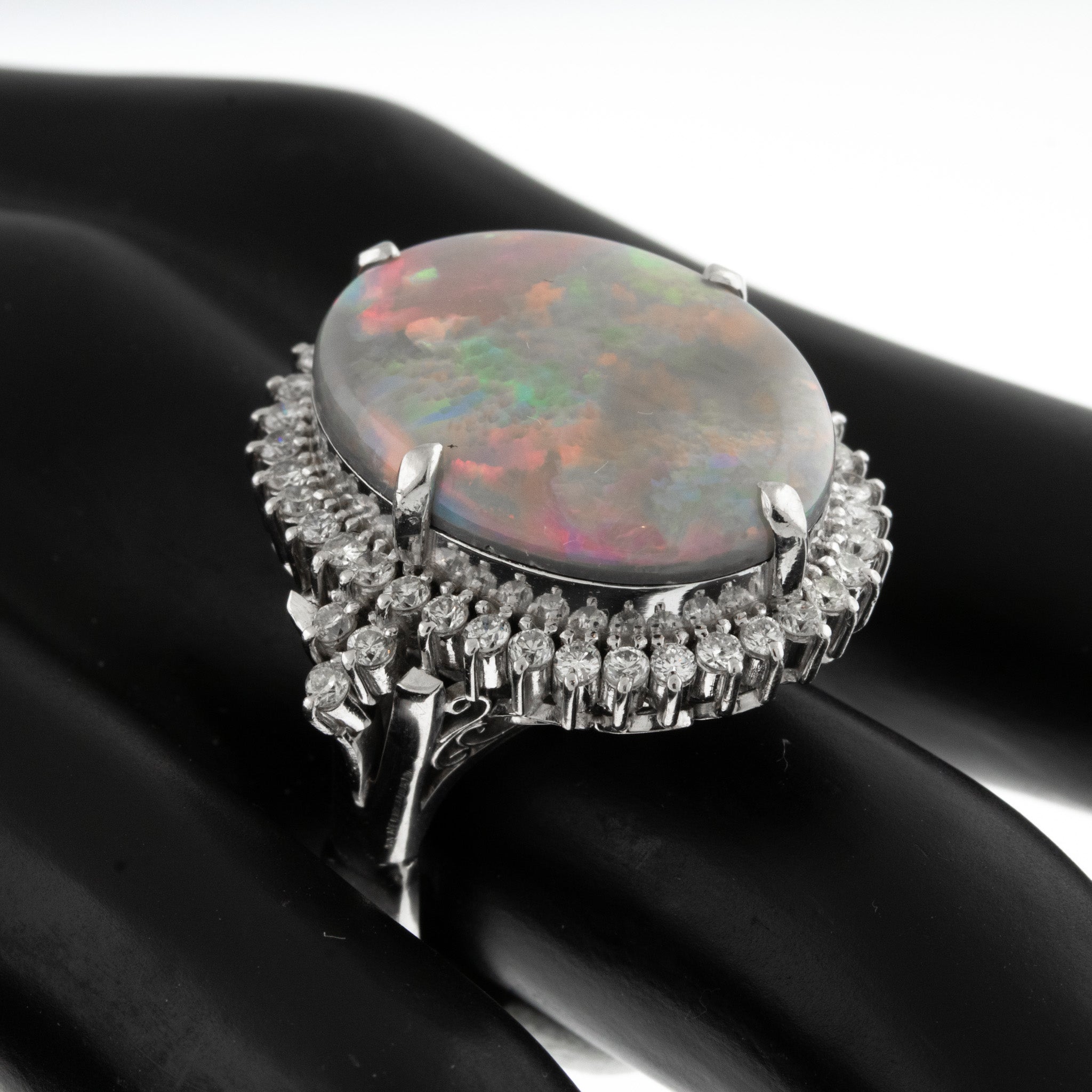 Australian Opal Diamond Platinum Cocktail Ring