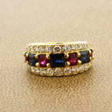 Ruby Sapphire Diamond Gold Band Ring